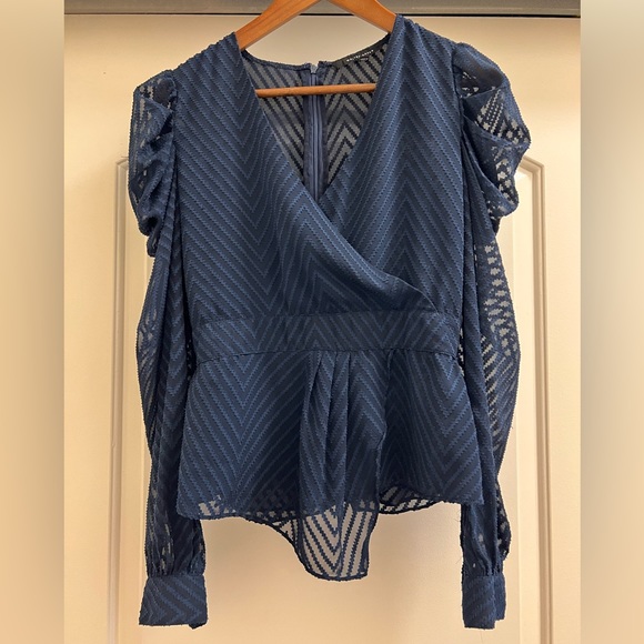 Walter Baker Tops - Walter Baker Chevron Ruffle Peplum Blouse